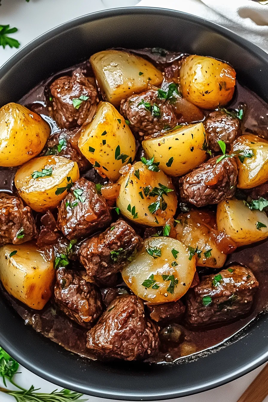 Slow Cooker Garlic Butter Beef Bites & Potatoes – My Food Plans