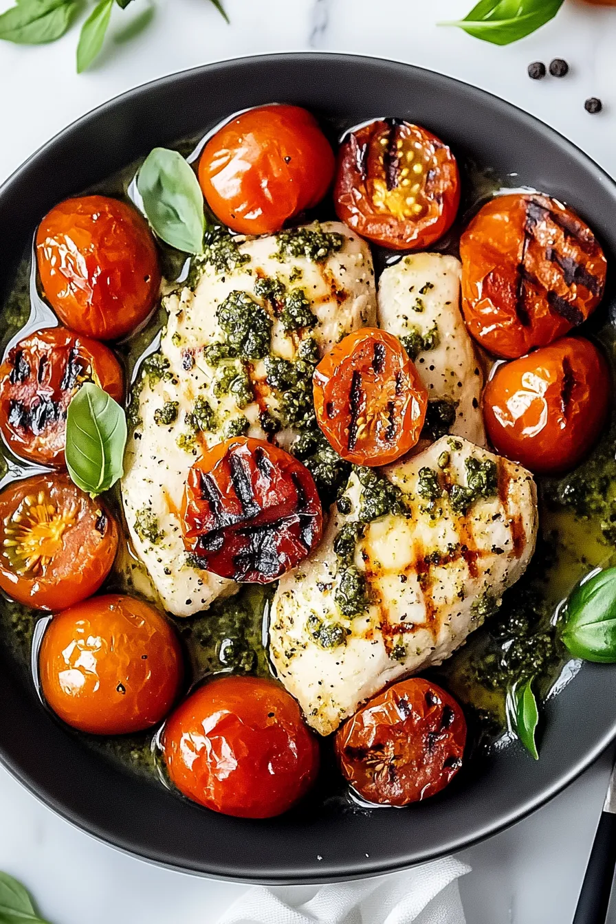 Creamy Pesto Chicken with Roasted Tomatoes – My Food Plans