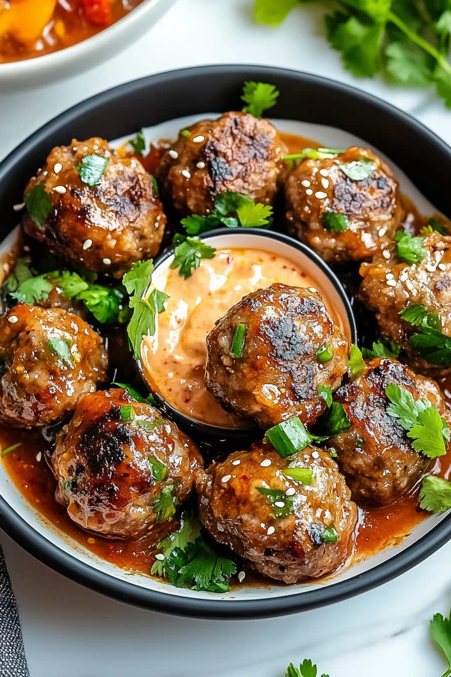Korean BBQ Meatballs with Spicy Mayo Dip – My Food Plans
