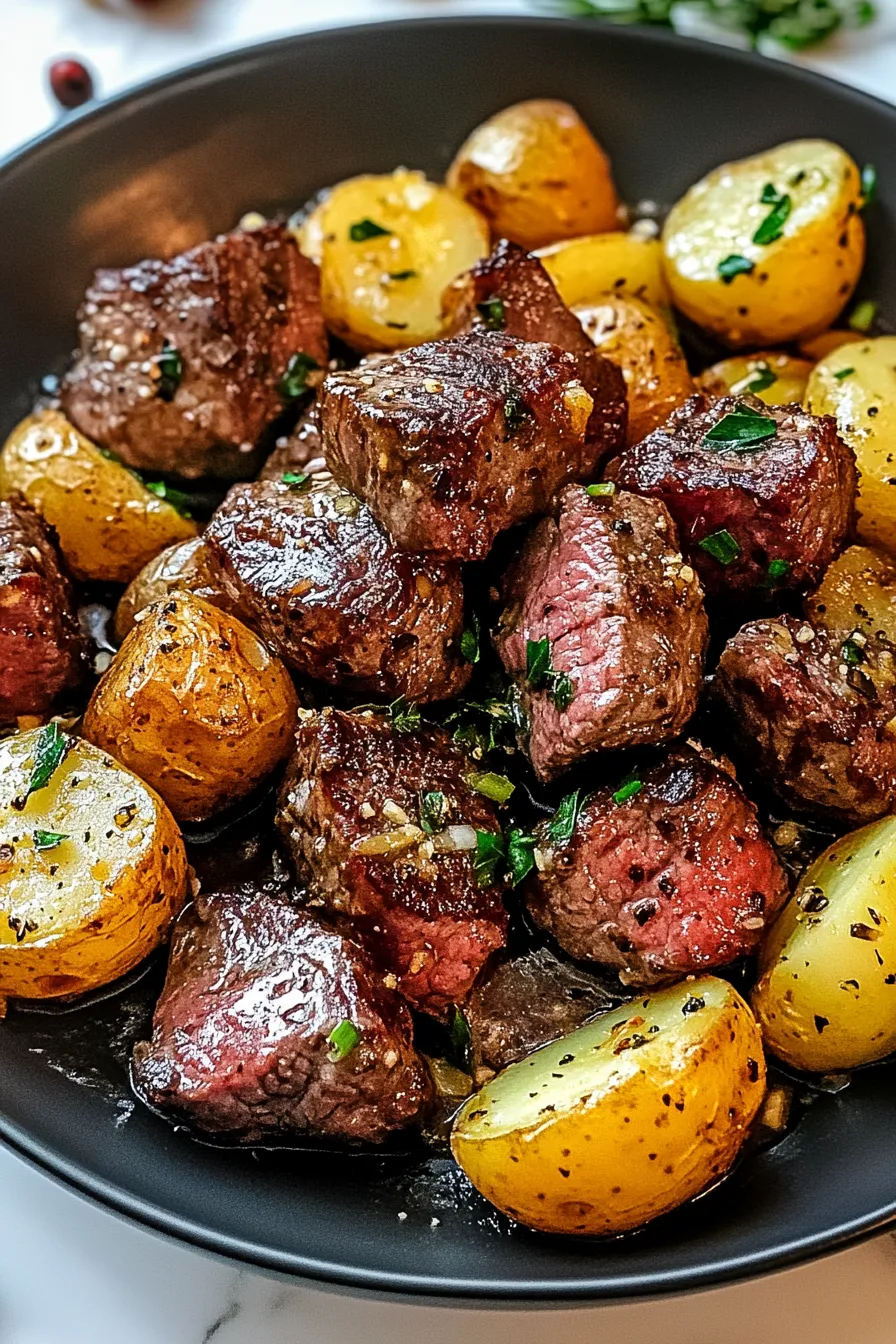 Garlic Butter Steak Bites and Potatoes – My Food Plans