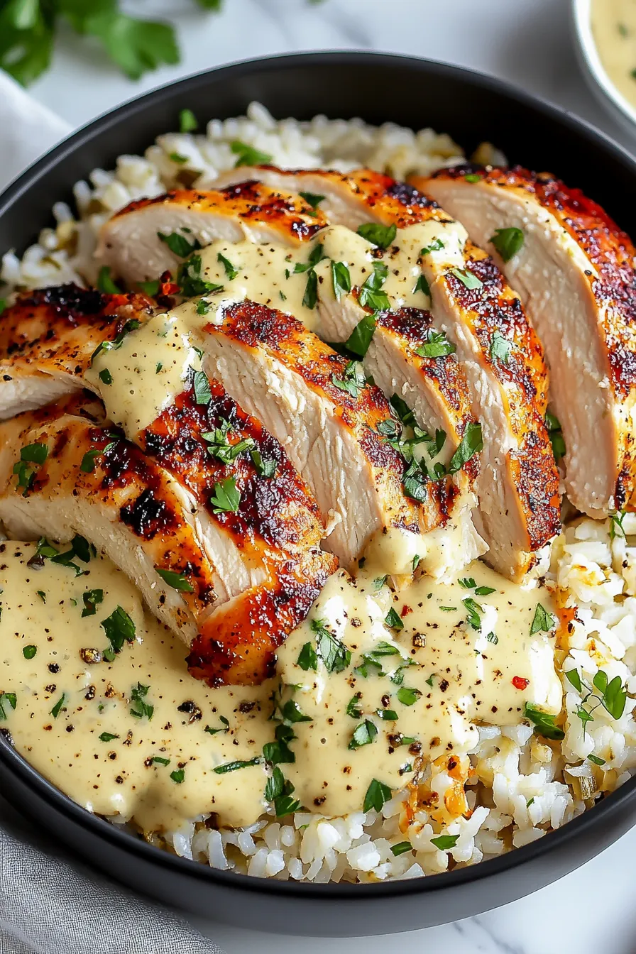 Flavorful Chicken & Rice Bowls with Creamy Garlic Sauce – My Food Plans
