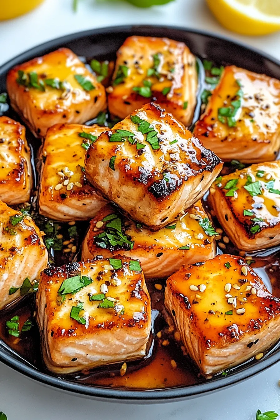 Honey Butter Garlic Glazed Salmon Bites – My Food Plans