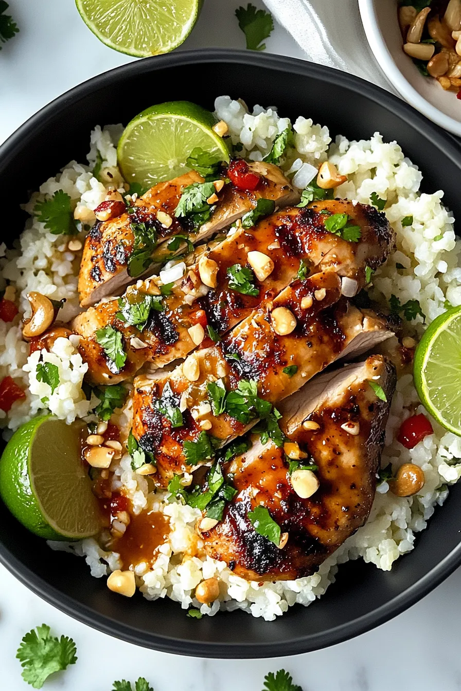 Sweet Chili Grilled Chicken with Coconut-Lime Cauliflower Rice – My Food Plans
