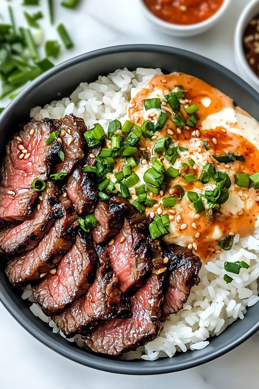 Korean BBQ Steak Rice Bowls with Spicy Cream Sauce – My Food Plans