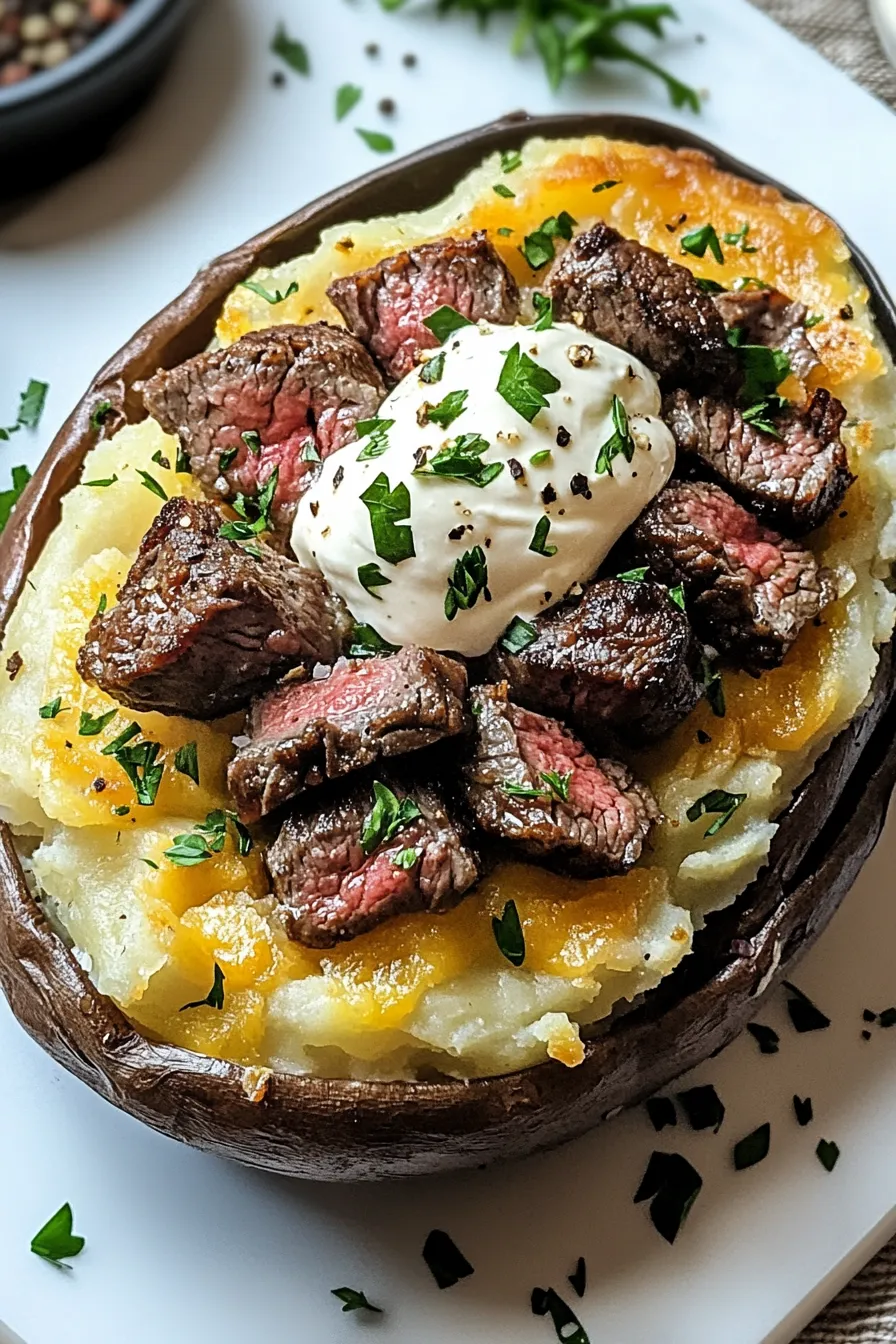 Loaded Baked Potato with Steak Bites – My Food Plans