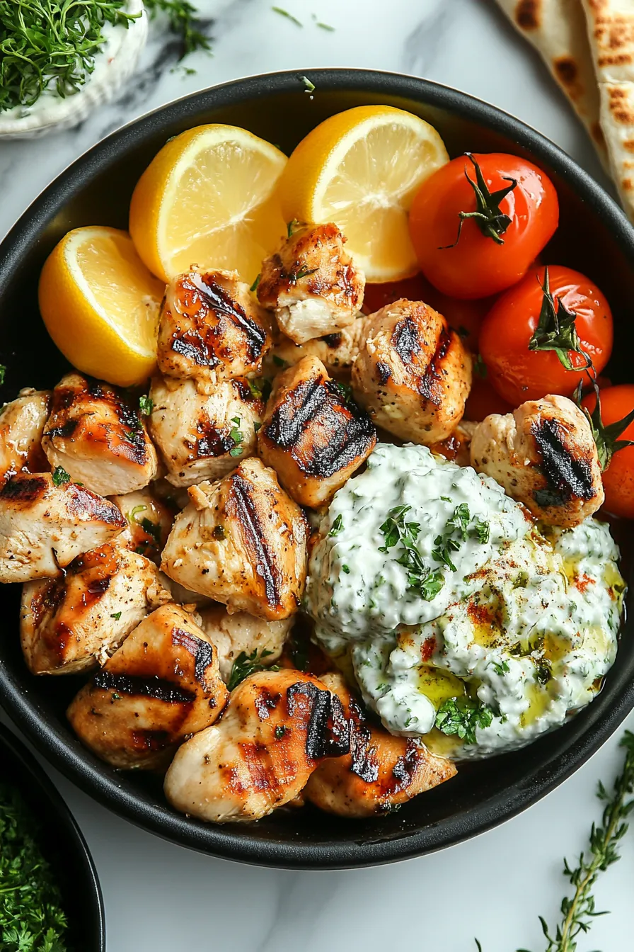 Grilled Chicken Souvlaki with Tzatziki and Pita – My Food Plans