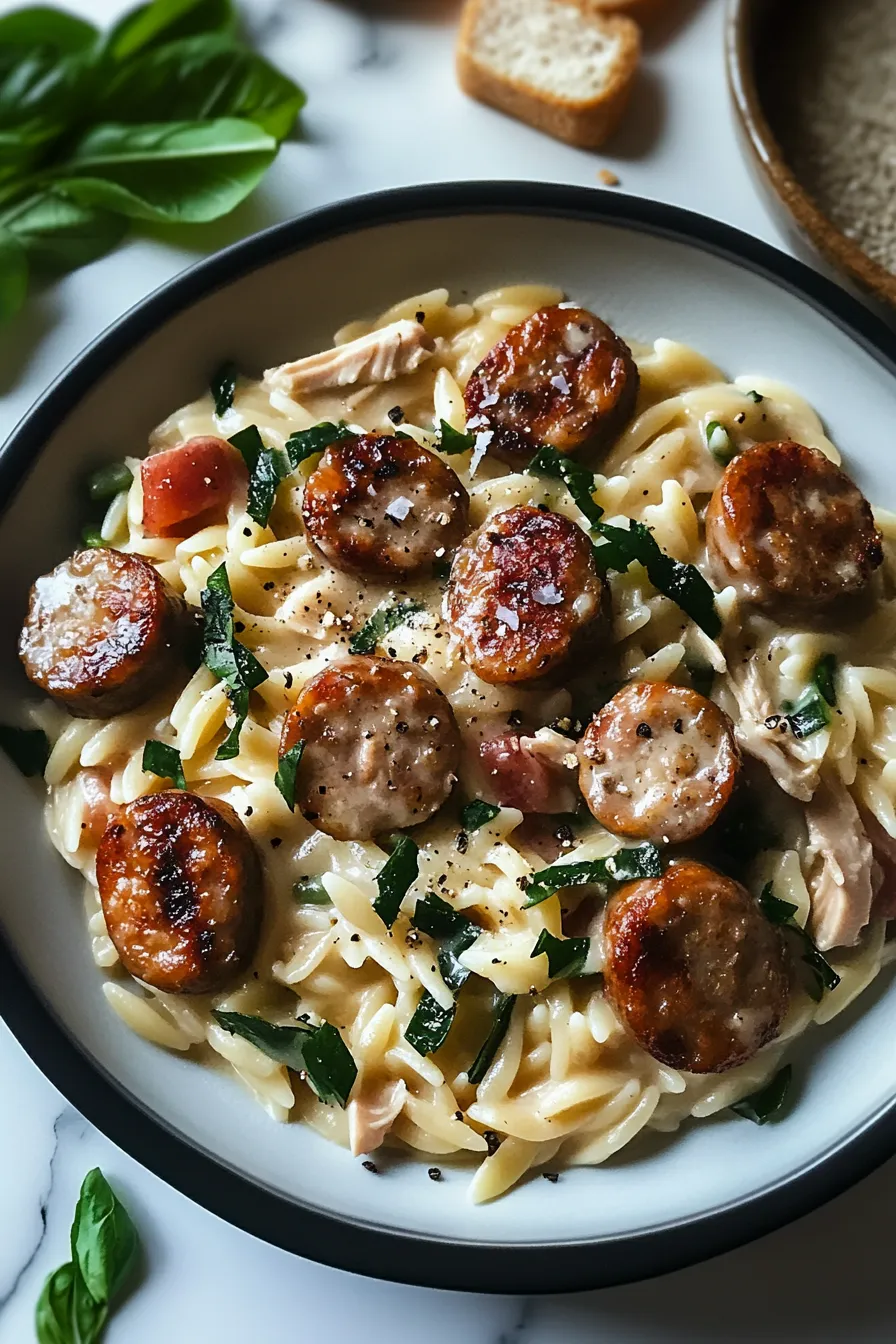 Creamy Chicken Sausage Orzo – My Food Plans