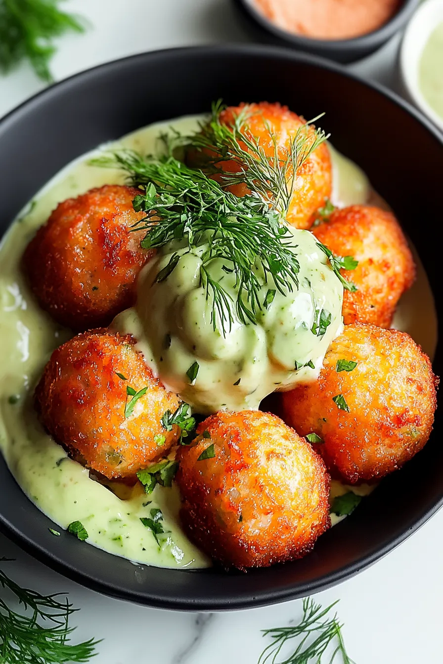 Salmon Balls with Creamy Avocado Sauce – My Food Plans