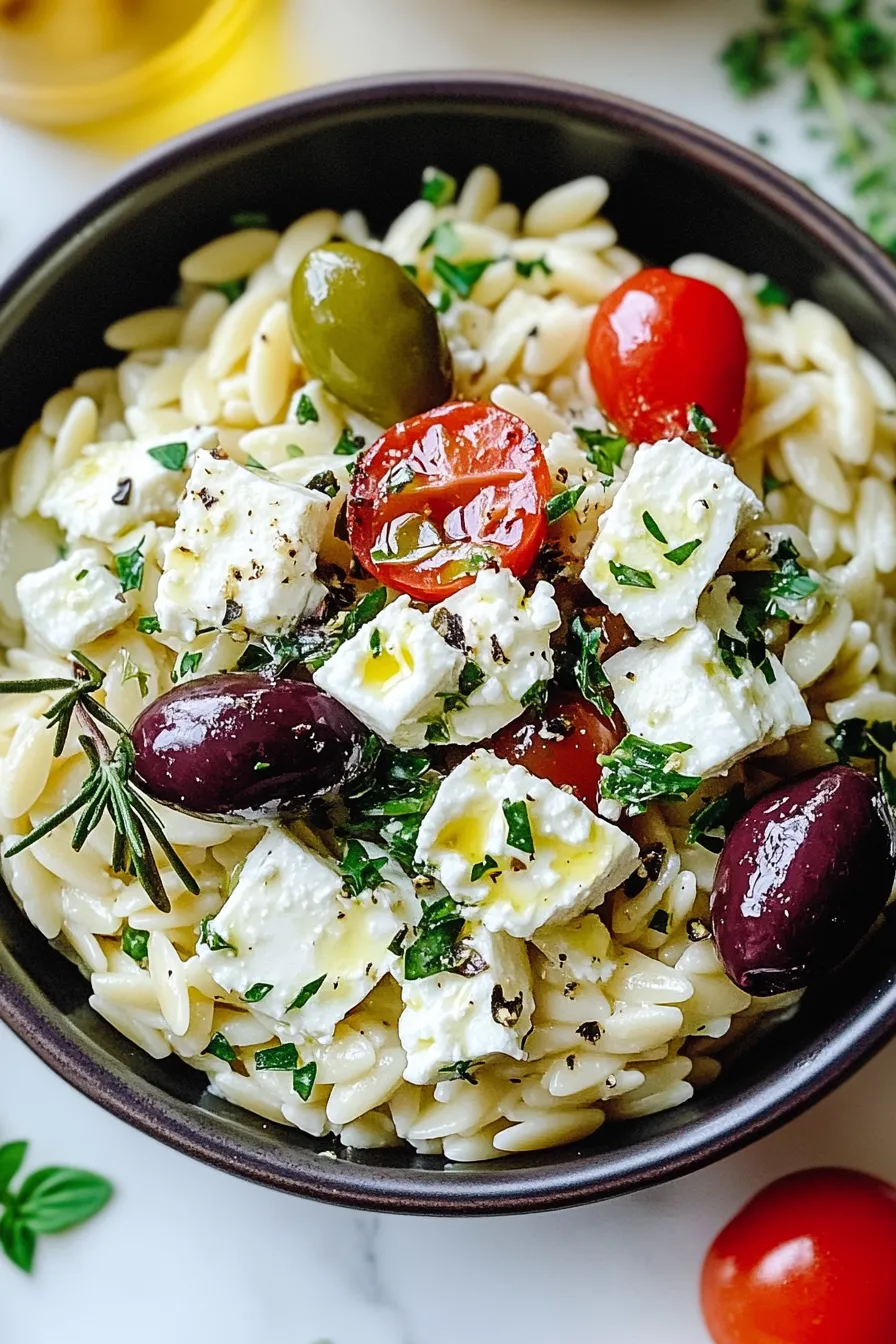 Mediterranean Orzo Salad with Feta, Olives, and Herbs – My Food Plans
