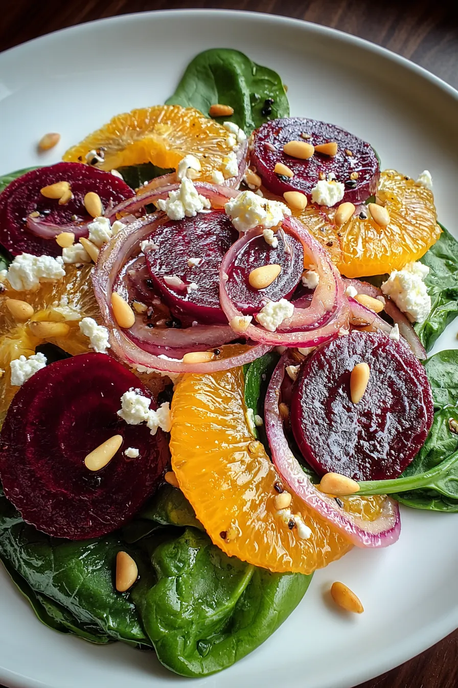 Beet Salad with Spinach Mandarin Oranges Red Onion Pine Nuts and Feta Cheese – My Food Plans