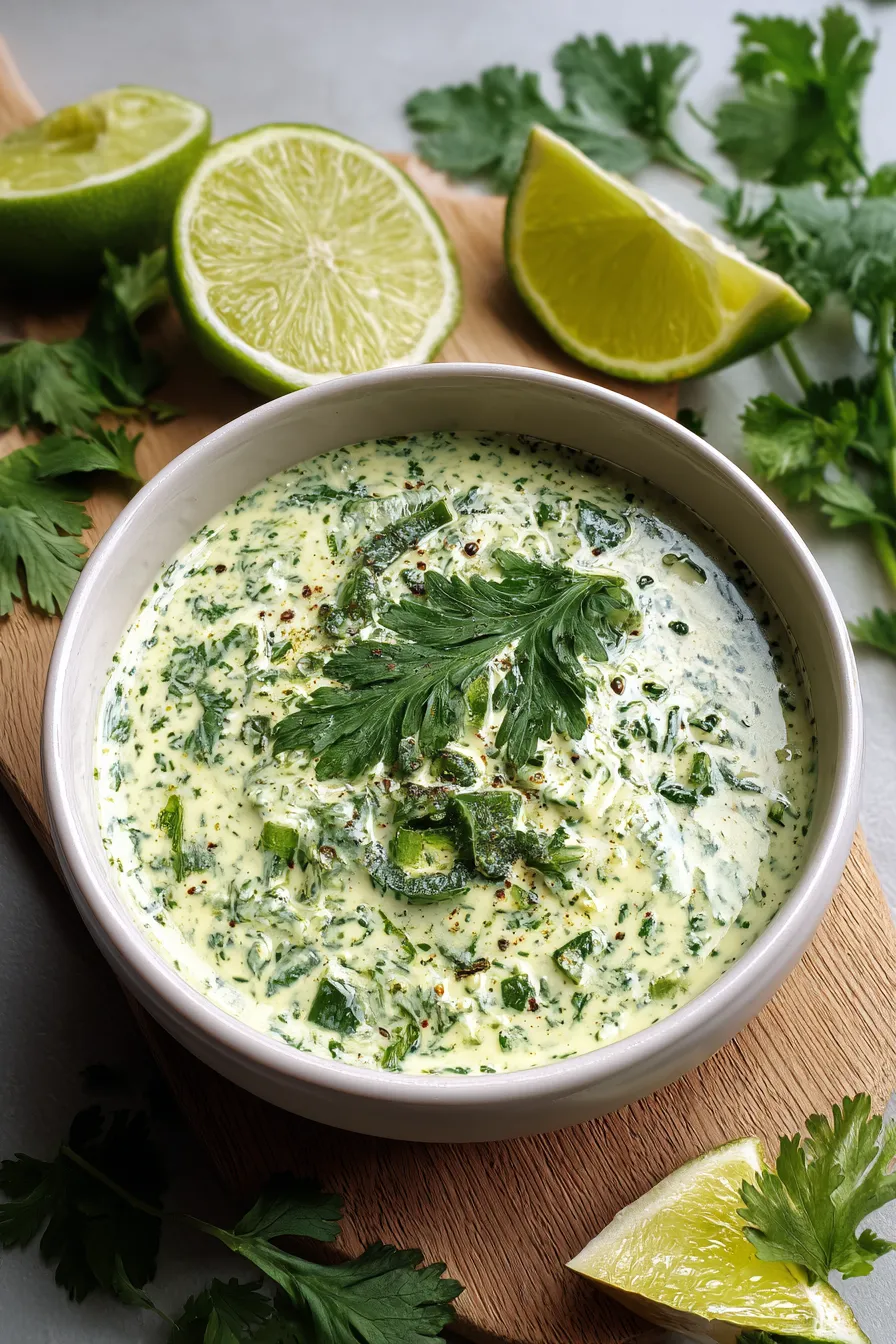 Creamy Cilantro Garlic Sauce With Jalapeños &amp; Limes – My Food Plans