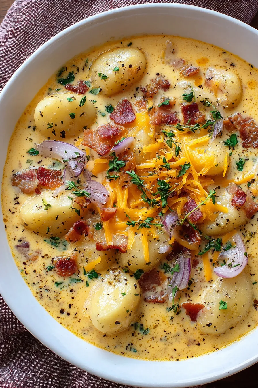 Bacon Cheddar Gnocchi Soup – My Food Plans