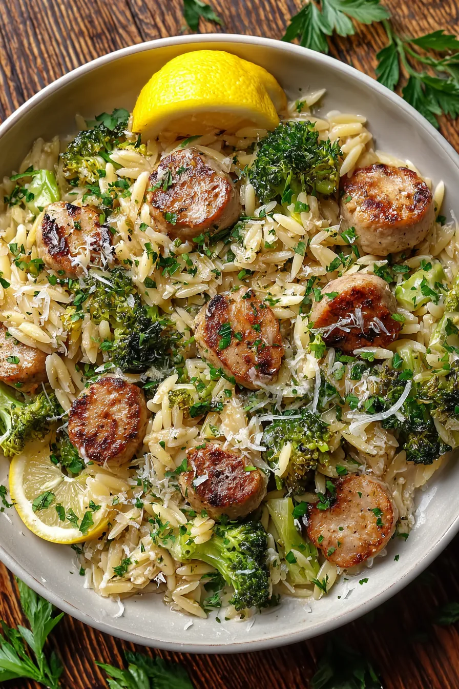 Chicken Sausage Broccoli and Orzo Skillet – My Food Plans