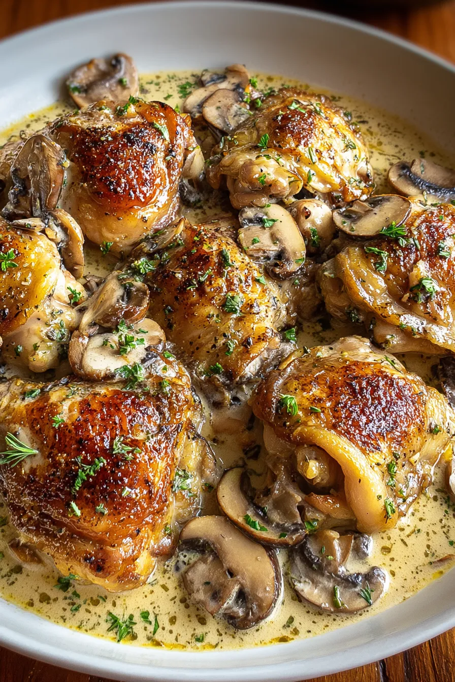 Creamy Garlic Mushroom Chicken Thighs – My Food Plans