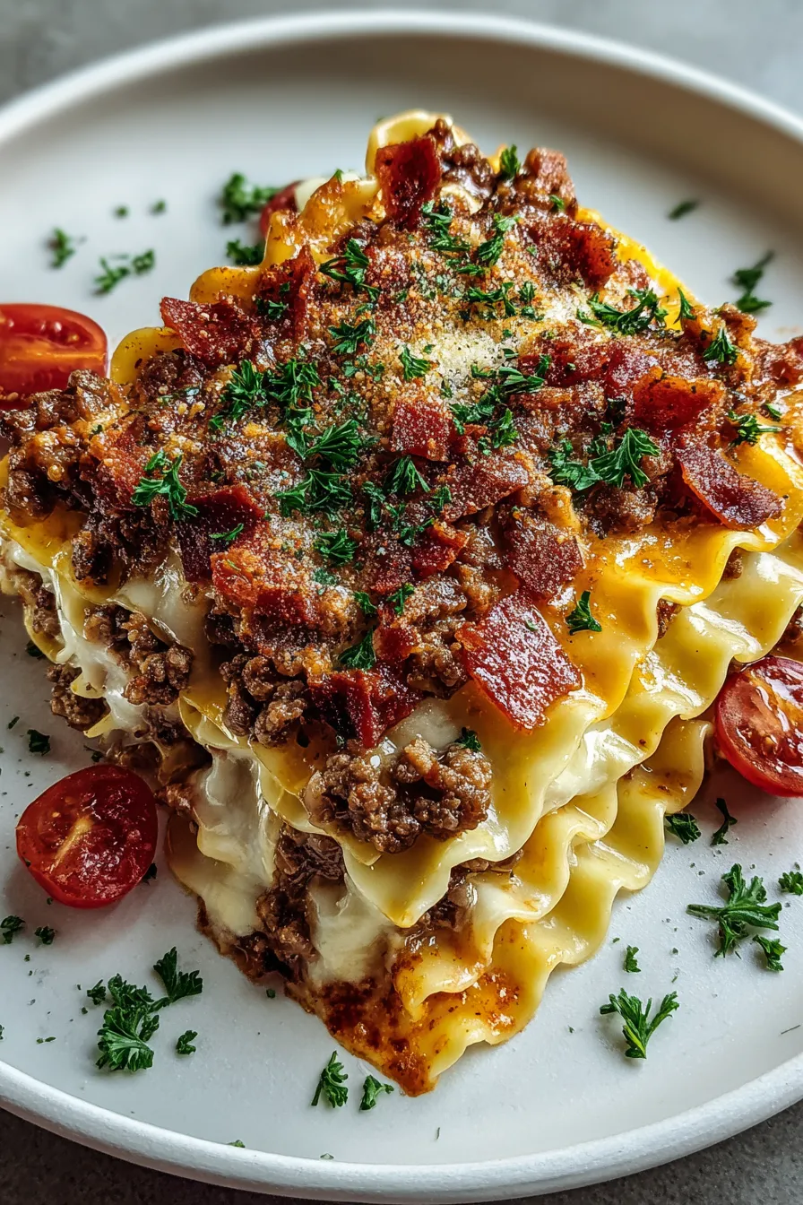 Lasagna Meets Cheeseburger Parmesan Garlic Bacon Style – My Food Plans