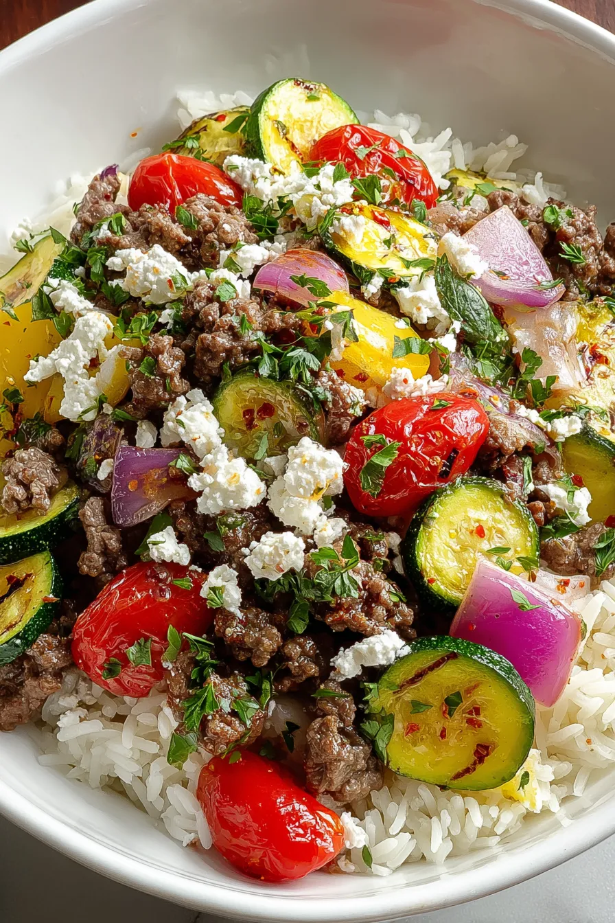 Greek-Style Beef And Zucchini Rice Bowl – My Food Plans