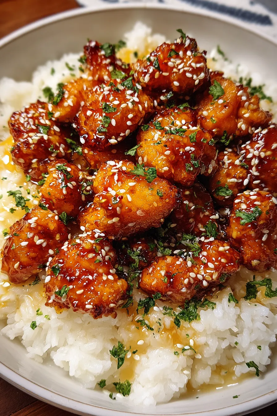 Honey Garlic Chicken Bites Over Creamy Rice – My Food Plans