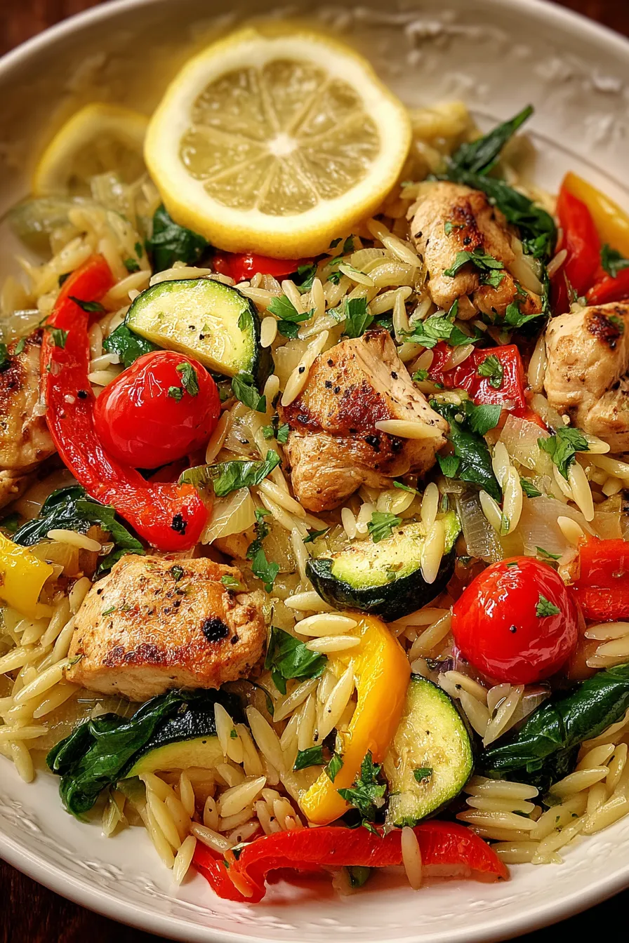 Lemon Chicken & Veggie Orzo Stir Fry – My Food Plans