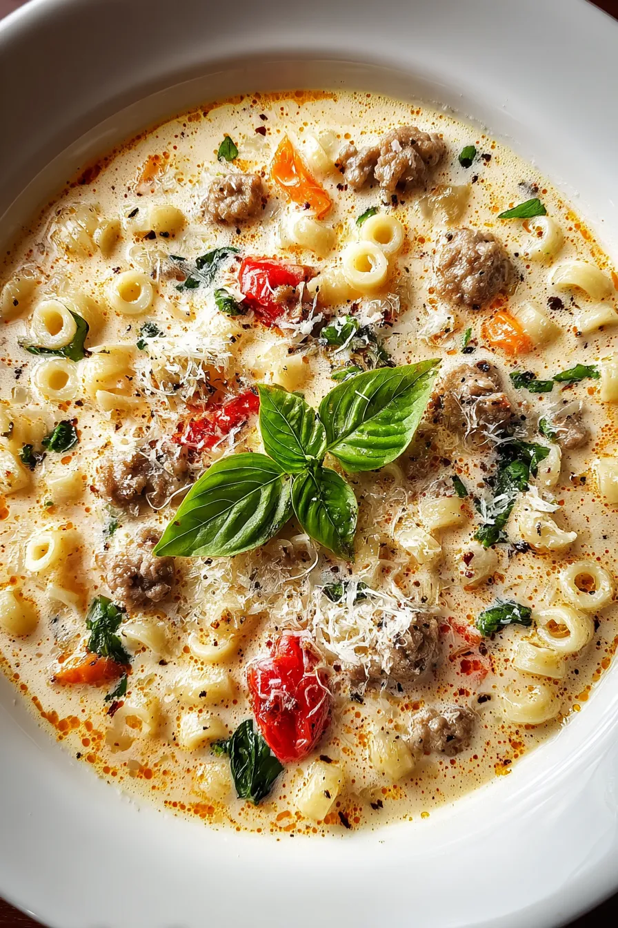 Creamy Parmesan Italian Sausage Ditalini Soup – My Food Plans
