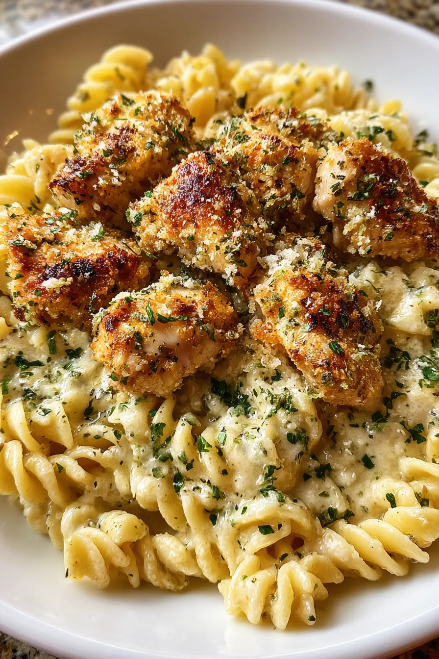 Garlic Parmesan Chicken Bites with Creamy Rotini – My Food Plans