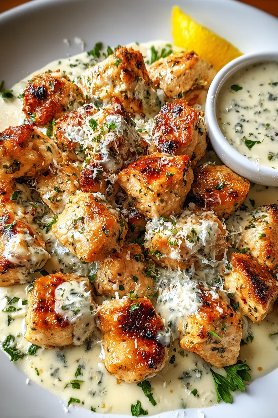 Grilled Chicken Bites with Creamy Garlic Sauce – My Food Plans