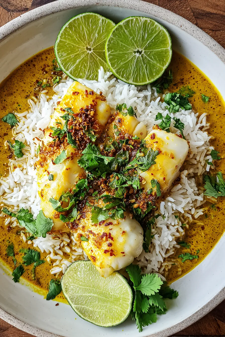 Coconut Lime Fish with Jasmine Rice and Curry – My Food Plans